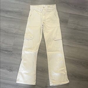 Zara Women's Cream Flare Cargo Jeans